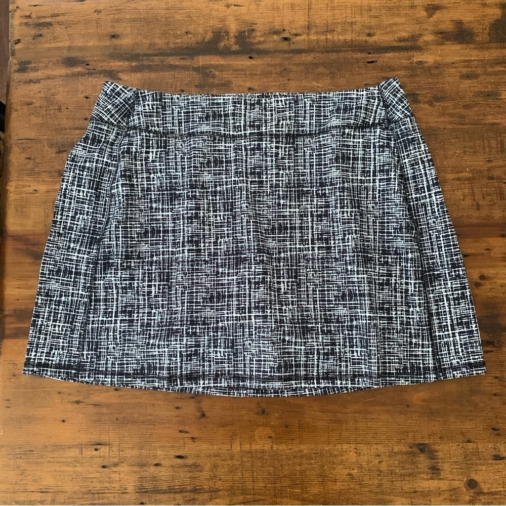 Lands End Graphic Black & White Skort Skirt Tennis Golf Pickleball Sz 1X